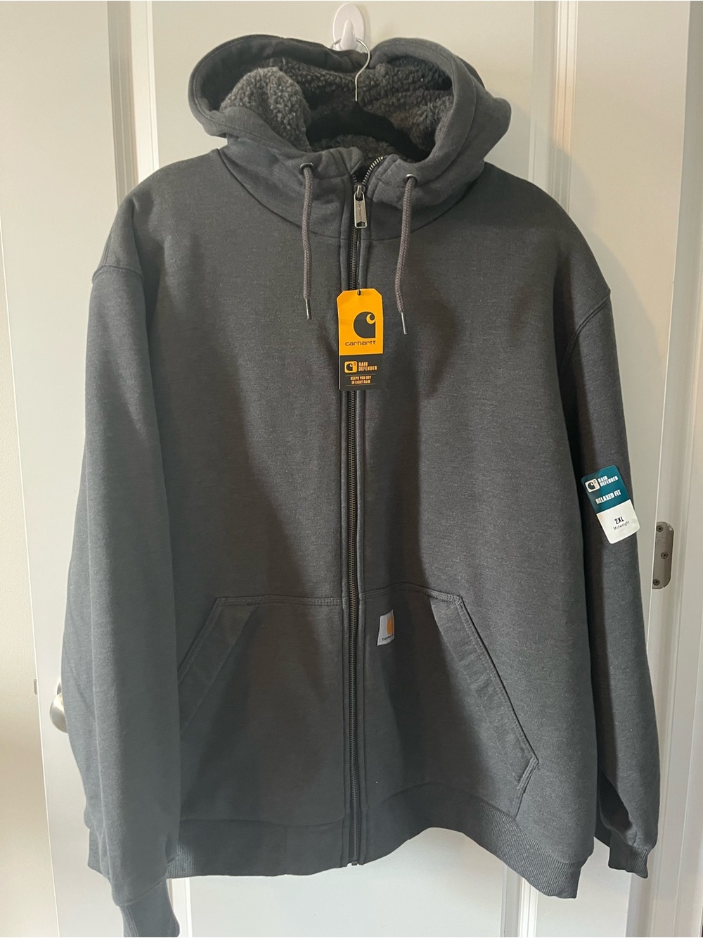 Carhartt NWT men’s 2XL gray full zip rain defender hoodie